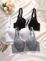 Women's Lace Push Up Bra, Comfortable Breathable Underwire Bra, Soft Lingerie for Daily Wear, Underwear