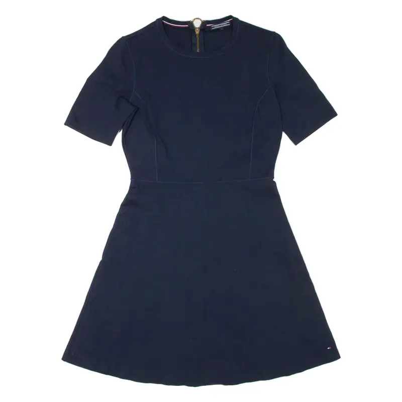 TOMMY HILFIGER Womens Fit & Flare Dress Blue Viscose Short S