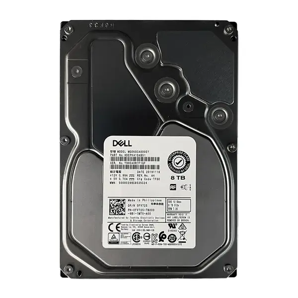 0FV725 Dell 8TB 12Gb/s SAS 7200 3.5-Inch Hard Drive