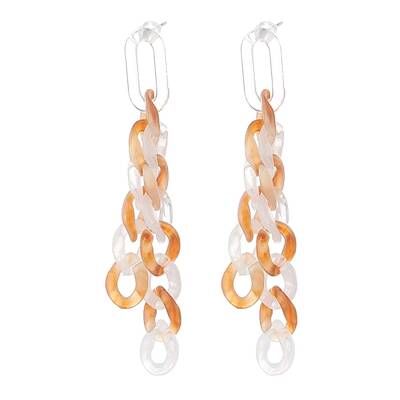 Acrylic Curb Chain Tassel Dangle Stud Earrings for Women