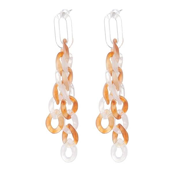 Acrylic Curb Chain Tassel Dangle Stud Earrings for Women