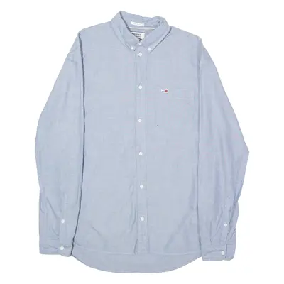 TOMMY HILFIGER Mens Plain Shirt Blue Long Sleeve M