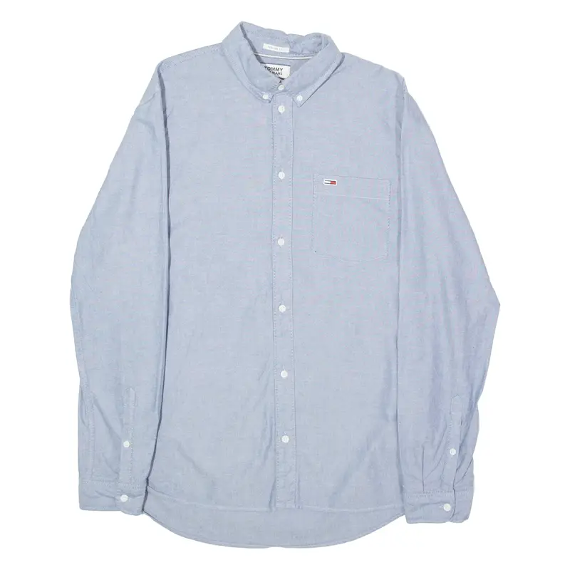 TOMMY HILFIGER Mens Plain Shirt Blue Long Sleeve M