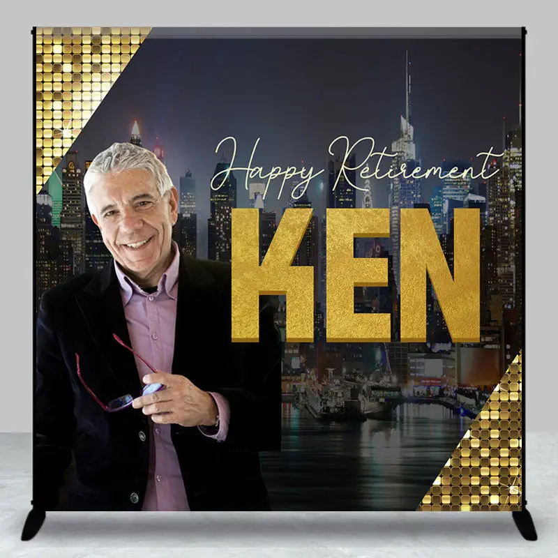 Black Gold 50th Custom Photo Birthday Party Backdrop - Aperturee