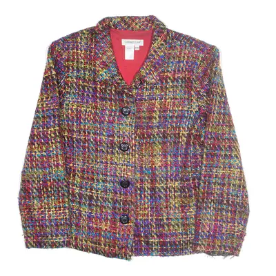 COLDWATER CREEK Blazer Jacket Yellow Crazy Pattern Womens M