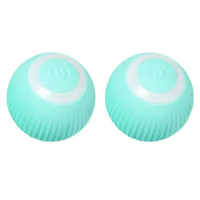 Cat Gravity Intelligent Rolling Ball Tease Toy Pet Automatic Rotating Ball | Color: 2pcs in Green | Electrical outlet: USB