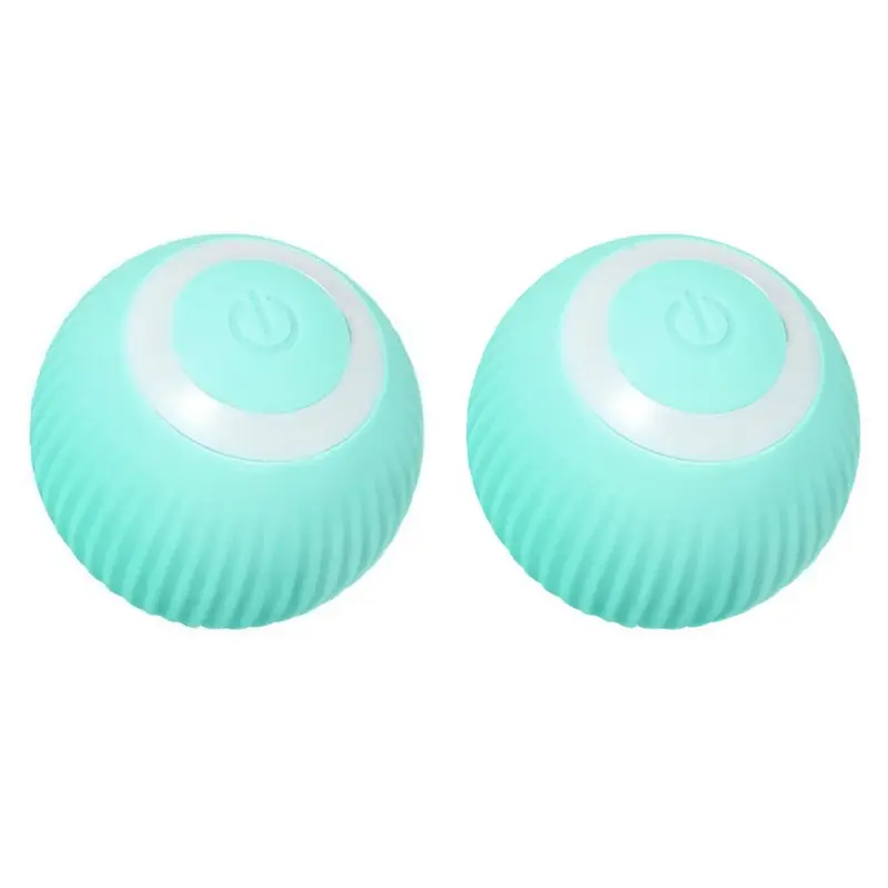 Cat Gravity Intelligent Rolling Ball Tease Toy Pet Automatic Rotating Ball | Color: 2pcs in Green | Electrical outlet: USB
