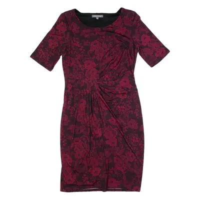 LAURA ASHLEY Womens Bodycon Dress Red Floral Short Sleeve Knee Length UK 10