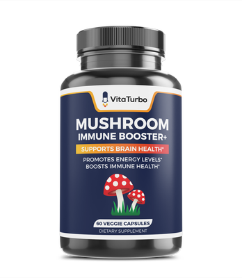 Mushroom Immune Booster+ 60 Veggie Capsules - 1330mg Per Serving