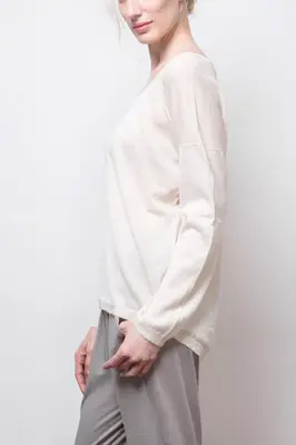 kory sheer pullover - cream | Size: large