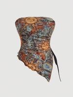 Women's Sun Print Tube Top, Boho Sleeveless Top for Summer, Ladies Clothes for Beach Holiday Vacation