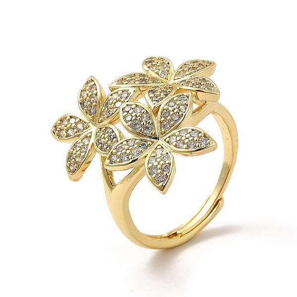 Clear Cubic Zirconia Leaf Adjustable Ring