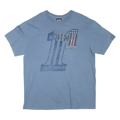 HARLEY DAVIDSON Mens T-Shirt Blue XL