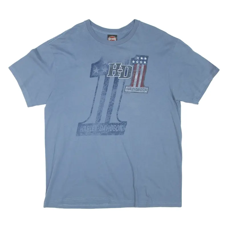 HARLEY DAVIDSON Mens T-Shirt Blue XL