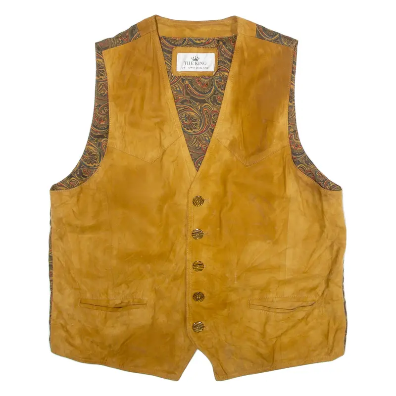 Mens Waistcoat Brown Leather M
