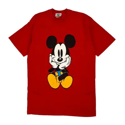 Mickey Mouse Disney Graphic T-Shirt - Large Red Cotton