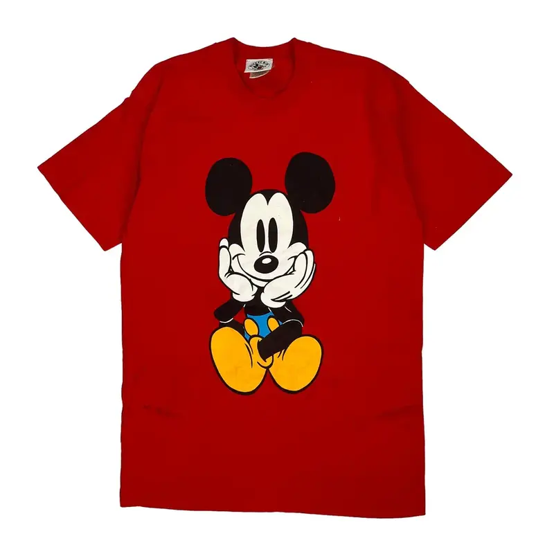 Mickey Mouse Disney Graphic T-Shirt - Large Red Cotton