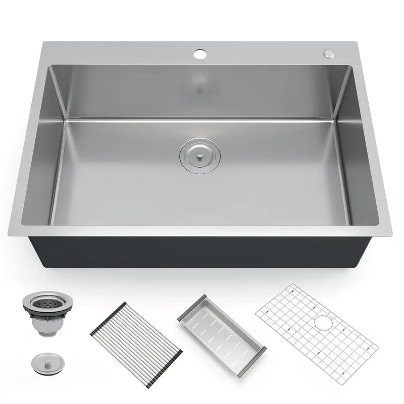Garvee Kitchen Sink,33 Inch Drop in Kitchen Sink, 33 x 22 Kitchen Sink Drop in 16 Gauge Stainless Steel Kitchen Sink Top Moun...