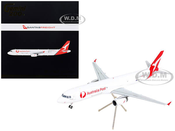 Airbus A321P2F Commercial Aircraft Qantas Freight - Australia Post White with Red Tail Gemini 200 Series 1/200 Diecast Model ...