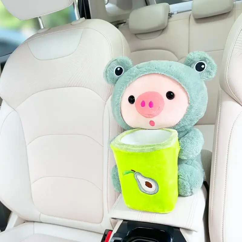 2-in-1 Car Bin Bag, Cute Cartoon Animal Design Car Interior Tissue Box, Car Accessories