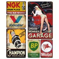 Mancave Vintage 6pcs Set of Metal Tin Signs 8x12 Inches Multicolor Retro Wall Art Decor Poster Plaque Signage Decorative Deco...