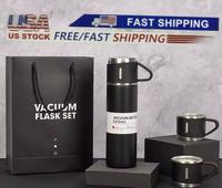 304 stainless steel thermos cup with one cup and three lids Thermos Coffee Travel Mug Stainless Steel Vacuum Flask Double Lay...