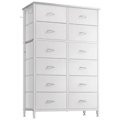 【Deals for Your Days】AOWOS 12 Drawer Dresser with Wooden Top and Metal Frame, Tall Fabric Dresser & Chest of Drawers for ...