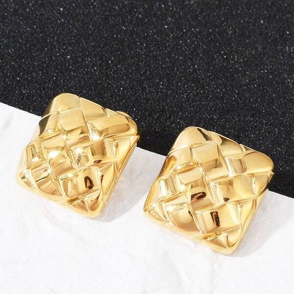 304 Stainless Steel Textured Stud Earrings