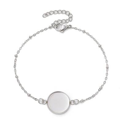 304 Stainless Steel Round Cabochon Setting Bracelets