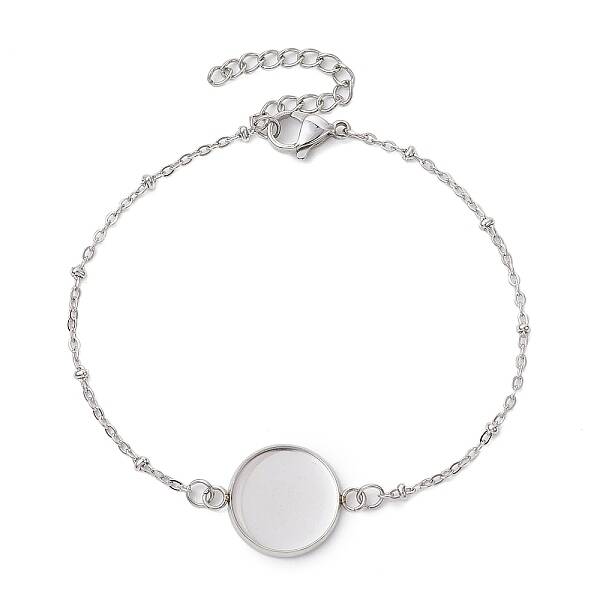 304 Stainless Steel Round Cabochon Setting Bracelets