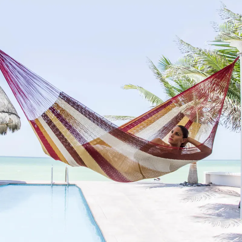 NOVICA Loreto Mexican Multicolor Cotton Maya Hammock