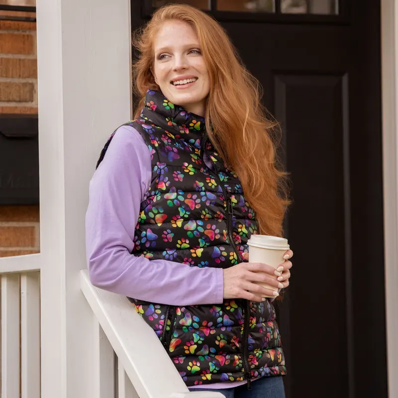 Bold & Bright Paws Quilted Nylon Vest - 3X