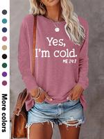 Women's Letter Print Round Neck T-shirts, Casual Long Sleeve Crew Neck T-shirts for Spring & Fall, Fashion Women's Top for...