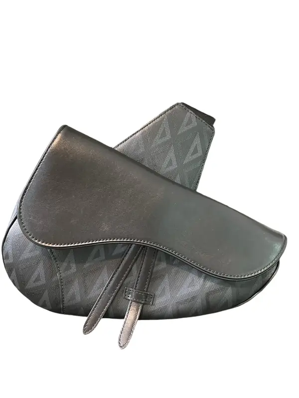 Pre-owned DIOR Leather and Canvass belt bags Saddle with Diamond Canvass