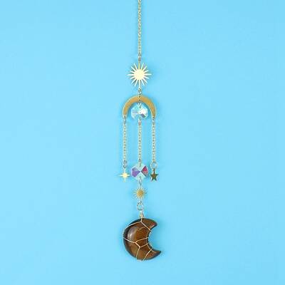 Tiger Eye Moon Sun Catcher Hanging Ornaments