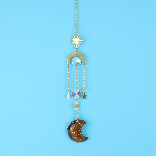 Tiger Eye Moon Sun Catcher Hanging Ornaments