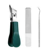 3-Piece Green Eagle Beak Nail Clipper Set – Thick Nail Clipper, Ingrown Toenail Lifter & Nail File | Heavy-Duty Pedicure Ki...