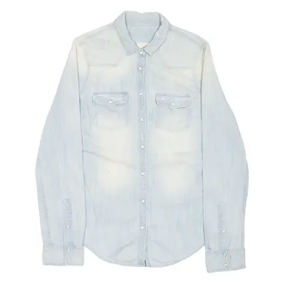 HOLLISTER Womens Denim Shirt Blue Long Sleeve M