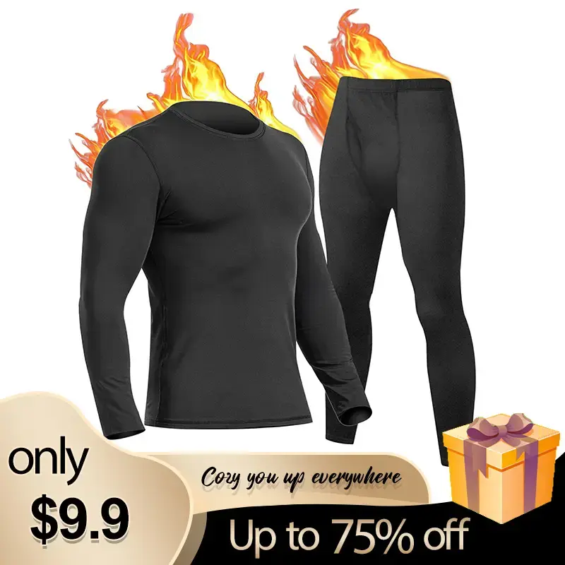 UNIQUEBLLA Long Johns Thermal Underwear Set for Men Thermal Base Layer Cold Weather Bottom Top,Casual Comfy Warm Underwear Se...