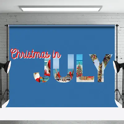 Blue Beach Santa Claus Christmas In July Backdrop - Aperturee