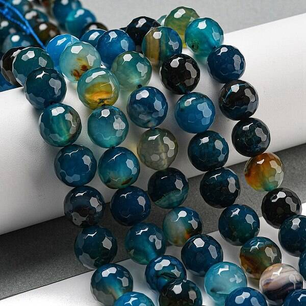 Faceted Natural Banded Agate Beads Strands