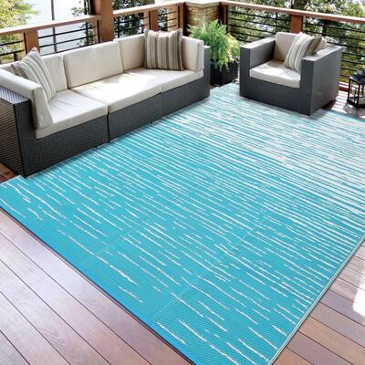 Garvee Waterproof Outdoor Patio Rug 6x9ft - Reversible Plastic Straw Mat for Camping, RV, Deck, Balcony, Backyard - UV Resist...