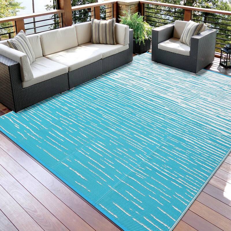 Garvee Waterproof Outdoor Patio Rug 6x9ft - Reversible Plastic Straw Mat for Camping, RV, Deck, Balcony, Backyard - UV Resist...
