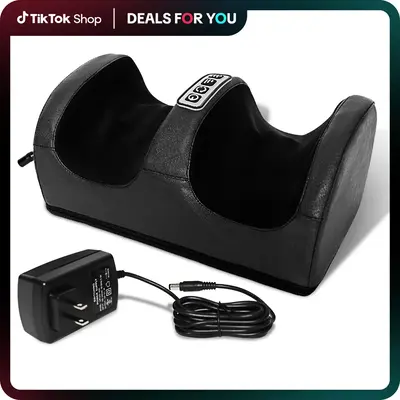 Foot Massager without Remote Control - Ankle & Calf Massage with Kneading & Rolling for Feet, Therapy & Comfort, Black Color,...
