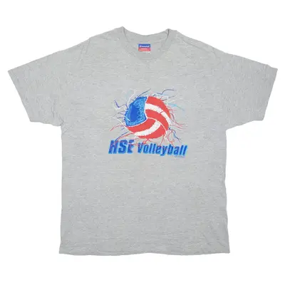 CHAMPION HSE Volleyball USA T-Shirt Grey Short Sleeve Mens L