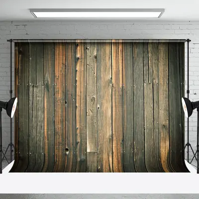 Retro Weathered Brown Wooden Wall Backdrop For Photo - Aperturee