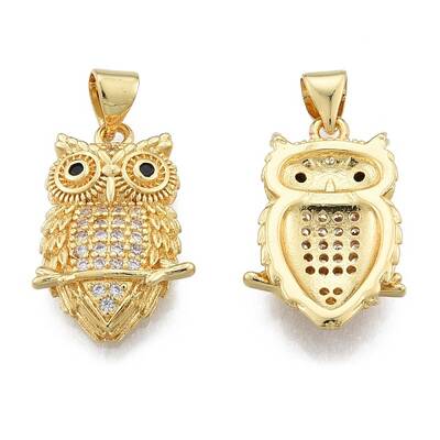Brass Micro Pave Clear Cubic Zirconia Pendants