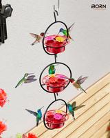 iBorn 2025 New Circular Hanging Hummingbird Feeder 3PCS - Bee-Proof Outdoor Feeders with Silicone Ports, 3OZ Mini Bird Feeder...