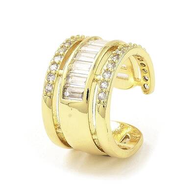 Rack Plating Brass Micro Pave Cubic Zirconia Cuff Earring