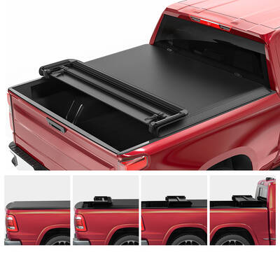 OEDRO 6.6FT Soft Quad Fold Tonneau Cover for 2019-2025 Chevy Silverado/GMC Sierra 1500 Without Multi-Flex Tailgate(Not for Le...